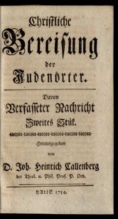 St. 2: Christliche Bereisung der Judenörter