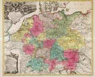 Mappa Geographica exhibens Postas omnes tam vehiculares quam veredarias Totius Germaniae