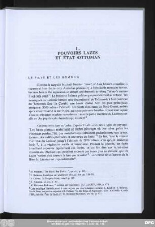 I. Pouvoirs Lazes Et État Ottoman