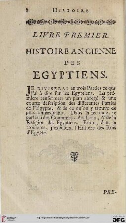 Livre premier: Histoire ancienne des Égyptiens