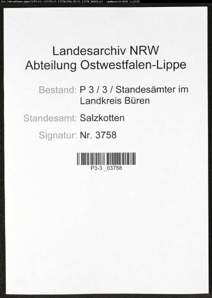 Sterberegister Standesamt Salzkotten