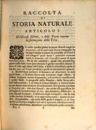 Raccolta Di Storia Naturale, 1