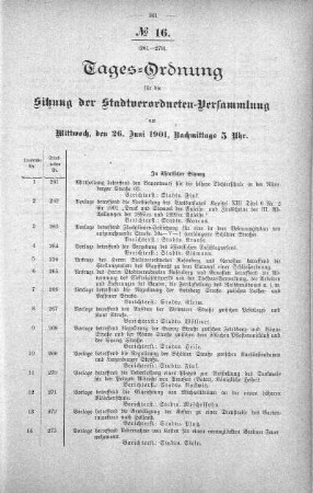 Tages-Ordnung, 26. Juni 1901