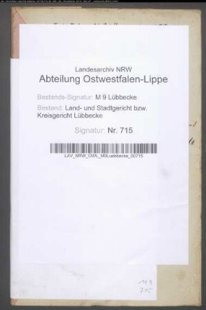 Erblasser: Koch, Louise Charlotte, geb. Bahre: