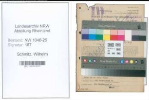 Entnazifizierung Wilhelm Schmitz , geb. 16.09.1908 (Zeichner)