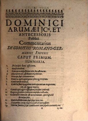 Dominici Arumaei ... Commentarius juridico-historico-politicus de comitiis Romano-Germanici imperii