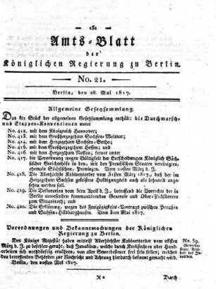 No. 21, 28. Mai 1817