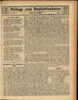 Zweite Ausgabe vom Sonntag, den 19. Oktober 1913.