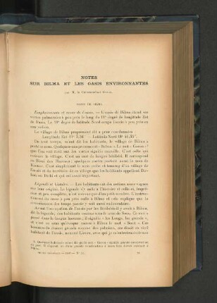 Notes sur Bilma et les oasis environnantes