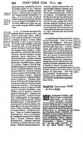 Kayserlich Executions-Edict de Anno 1648.