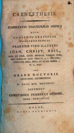 Caenesthesis : diss. inaug. med.