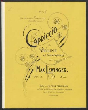 Capriccio für Violine mit Klavierbegleitung : Op. 2