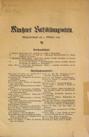 Münchener Volksbildungsverein : (Schriften, welche denselben betreffen.), 1