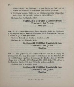 Nr. 85: Ministerialbekanntmachung, betreffend Eingemeindung der Gemeinde Wenigenjena in die Stadtgemeinde Jena