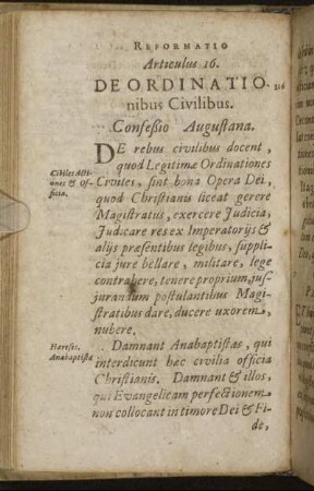 Articulus 16. De Ordinationibus Civilibus
