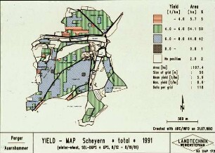 Yield Map Scheyern * total * 1991 (winter wheat, SEL-DGPS + GPS 8/12 - 8/19/91)