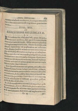 Titul. XXII. De Executione Rei Iudicatae.