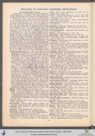 Genealogie der regierenden europäischen Fürstenhäuser.