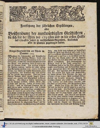 Fortsetzung der jährlichen Erzehlungen, oder Beschreibung der merkwürdigsten Geschichten.