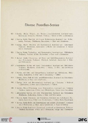 Diverse Porzellan-Service (Nr. 821-834)
