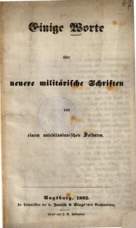 Einige Worte über neuere militärische Schriften