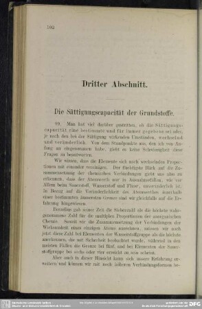 Dritter Abschnitt. Die Sättigungscapacität der Grundstoffe