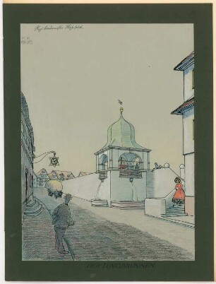 Brunnen mit Pferdetränke Monatskonkurrenz Januar 1910: Perspektivische Ansicht