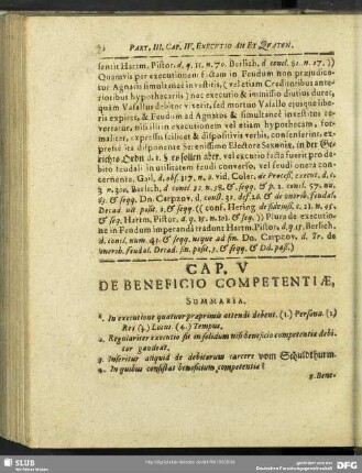 Cap. V De Beneficio Competentiae