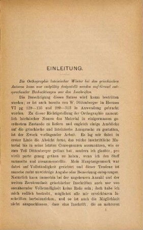 Die Orthographie lateinischer Wörter in griechischen Inschriften