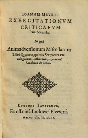 Exercitationum criticarum partes II