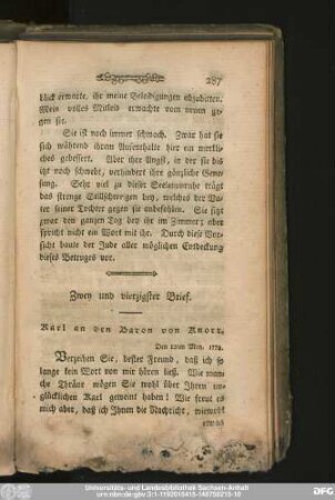 Zwey und vierzigster Brief. Karl an den Baron von Knorr.