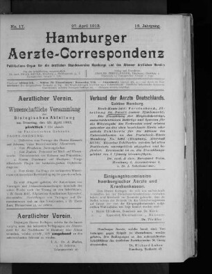 No. 16. 27. April 1913. 16. Jahrgang.