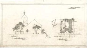 Gsaenger, Gustav; München - Allach; Ev. Kirche, Anbau Gemeindesaal - Lageplan, Ostseite (Ansicht)