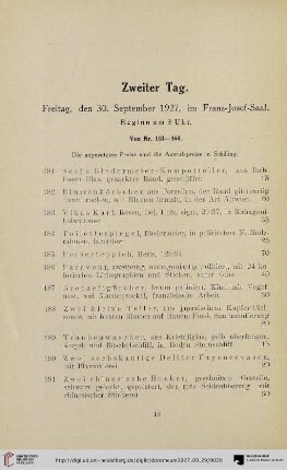 Zweiter Tag: Freitag, den 30. September 1927 (Nr. 181-360)