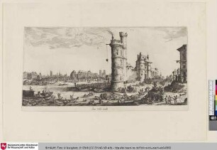 [Blick auf den Pont Neuf; Vue du Pont-Neuf, de la Tour et de l'ancienne Porte de Nesle]