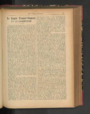 Le Traité Franco-Siamois et le Cambodge.