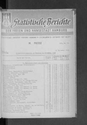 Einzelhandelspreise in Hamburg im November 1958 : Lfd. Nr. 37