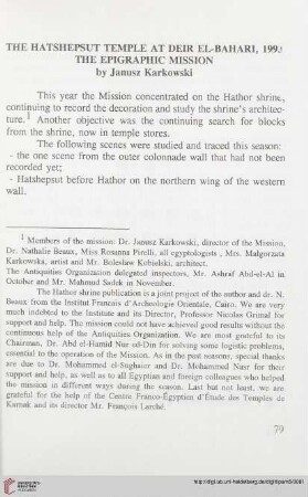 5: The Hatshepsut temple at Deir el-Bahari, 1993 : the epigraphic mission