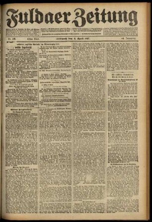 Erste Ausgabe vom Mittwoch, den 04. April 1917.