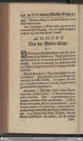 Ad Tit. VI. O. P. R. Von der Wieder-Klage