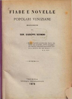Fiabe e novelle popolari Veneziane