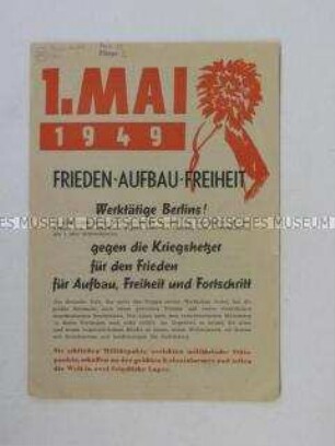 Flugblatt mit dem Aufruf des FDGB Groß-Berlin zum 1. Mai 1949