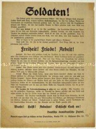 Aufruf an Kriegsheimkehrer zum Eintritt in die Deutsche Demokratische Partei