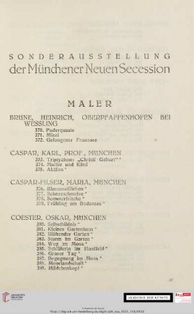 Sonderausstellung der Münchener Neuen Secession