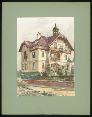Villa Futter, Wien: Ansicht (aus: Moderne Villen in Meisteraquarellen, hrsg. von Gebr. R. Völkel, 1903-04)