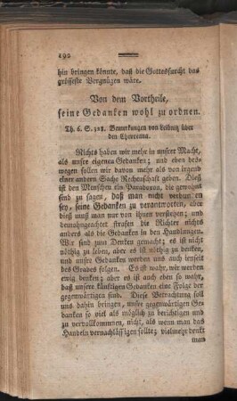 Von dem Vortheile, seine Gedanken wohl zu ordnen