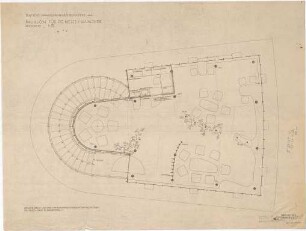 Schneider - Esleben, Paul; Hannover, Messegelände; Ausstellungspavillon und Turm für die Mannesmann AG - Pavillon (Grundriss)