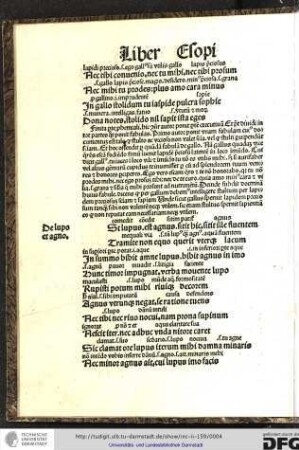 Finita parte prohemiali hic consequenter autor ponit partem executivam, et potest dividi in tot partes quot ponit fabulas.