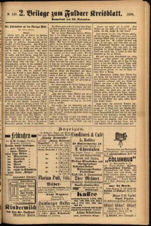 Zweite Ausgabe vom Samstag, den 26. November 1898.