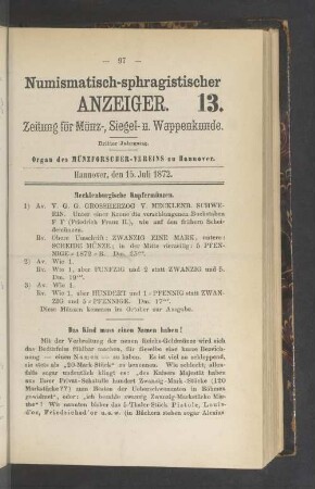 13. 15. Juli 1872